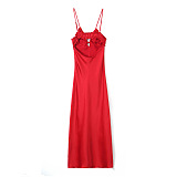 SUPER WHOLESALE| Silk Strapped Maxi Dress