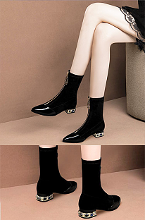 SUPER WHOLESALE| Pointed-Toe Zip-up Women's Boots