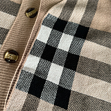 SUPER WHOLESALE| Plaid Knitted Cardigan Top
