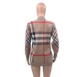 SUPER WHOLESALE| Plaid Knitted Cardigan Top