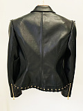 SUPER WHOLESALE|Eyelet Lace-up Fitted Leather Blazer