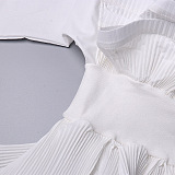 SUPER WHOLESALE| Lantern Sleeves Lotus Waist Top with Buckle