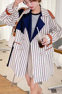 SUPER WHOLESALE| Striped Trench Coat