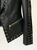 SUPER WHOLESALE|Eyelet Lace-up Fitted Leather Blazer