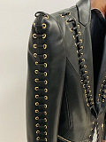 SUPER WHOLESALE|Eyelet Lace-up Fitted Leather Blazer