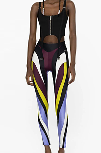 SUPER WHOLESALE|  Patchwork Leggings in Contrast Colors