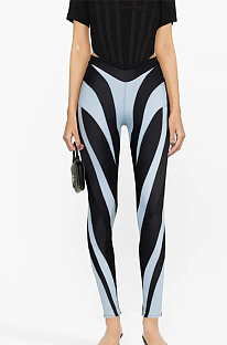 SUPER WHOLESALE|  Mugler Patchwork Leggings in Blue