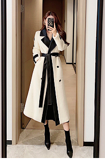 SUPER WHOLESALE|  Patchwork Woll Trench Long Coat