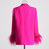SUPER WHOLESALE|  Feather Cuffs Bling Blazer Top