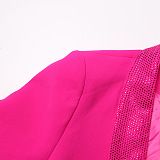 SUPER WHOLESALE|  Feather Cuffs Bling Blazer Top
