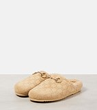 SUPER WHOLESALE| Horsebit Shearling-lined Suede Mules