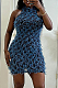 SUPER WHOLESALE | Strappy Off-shoulder Halter Dress in Blue
