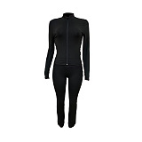 SUPER WHOLESALE | High  Stretchy Jogging Suit in Black