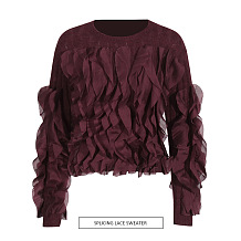 SUPER WHOLESALE | 3D Ruffle Edge Fashion Design Solid Color Knit Sweater