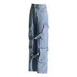 SUPER WHOLESALE | Tie Strap Straight-Leg Jeans