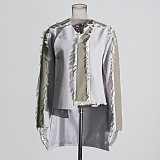 SUPER WHOLESALE | Color-Blocked Design Irregular Hem Jacket