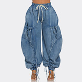 SUPER WHOLESALE | Elastic Waist Drawstring Denim Pants