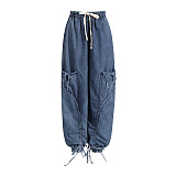 SUPER WHOLESALE | Elastic Waist Drawstring Denim Pants