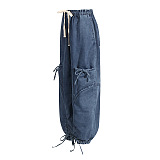 SUPER WHOLESALE | Elastic Waist Drawstring Denim Pants