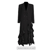 SUPER WHOLESALE | Ruffle Hem Design Long Blazer Dress