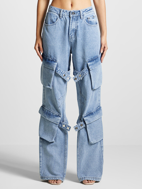 SUPER WHOLESALE | Tie Strap Straight-Leg Jeans