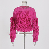 SUPER WHOLESALE | 3D Ruffle Edge Fashion Design Solid Color Knit Sweater