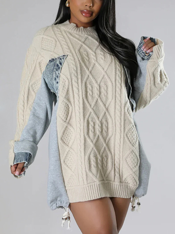 SUPER WHOLESALE | Color-Blocked Drawstring Sweater