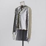 SUPER WHOLESALE | Color-Blocked Design Irregular Hem Jacket