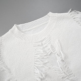 SUPER WHOLESALE | Distressed Sweater in White