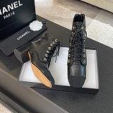 Chane l  Lace Up Boots in Black