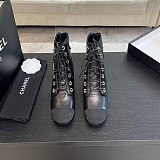 Chane l  Lace Up Boots in Black