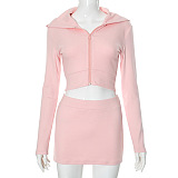 SUPER WHOLESALE | Skirt Set( Hoodie Top) in Pink