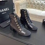 Chane l  Lace Up Boots in Black