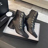 Chane l  Lace Up Boots in Black