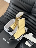 Chane l Stretch Short Boots Black Gold