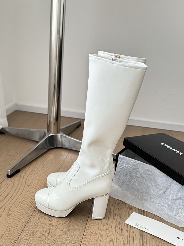 Chane l  Calfskin High Boots White