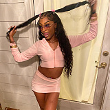 SUPER WHOLESALE | Skirt Set( Hoodie Top) in Pink