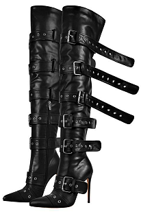 SUPER WHOLESALE |  Knee High Buckles Long Boots.