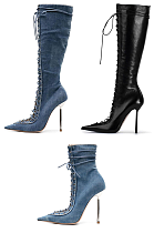 SUPER WHOLESALE | Lace Up Sharp Toe Heels