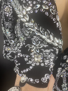 SUPER WHOLESALE | Lace Patchwork Rhinestone Blazer Dress