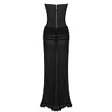 SUPER WHOLESALE | Strapless Long Dress Two-piece Set.
