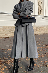 SUPER WHOLESALE | Woolen Pleated skirt Set