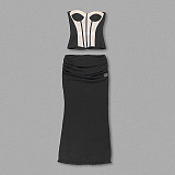 SUPER WHOLESALE | Strapless Long Dress Two-piece Set.