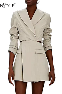 SUPER WHOLESALE | Cut-out Blazer Collar Dress