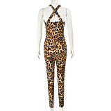 SUPER WHOLESALE | Sheer Mesh Patchwork Leopard Print Backless Jumpsuit