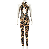 SUPER WHOLESALE | Sheer Mesh Patchwork Leopard Print Backless Jumpsuit