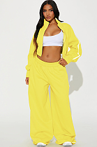 SUPER WHOLESALE |  Crop Tracking Top & Loose Pants Set  Yellow