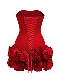SUPER WHOLESALE |Strapless Slim-Fit Dress with Floral Hem Bodycon Gown