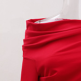 SUPER WHOLESALE | Valentine red high-slit pleated maxi dress