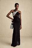 SUPER WHOLESALE | Black Crossover Crystal-embellished Maxi Dress